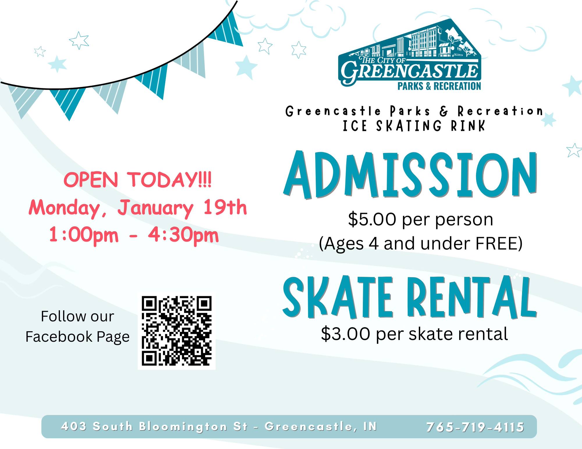 Greencastle ice skating rink opens January 19th