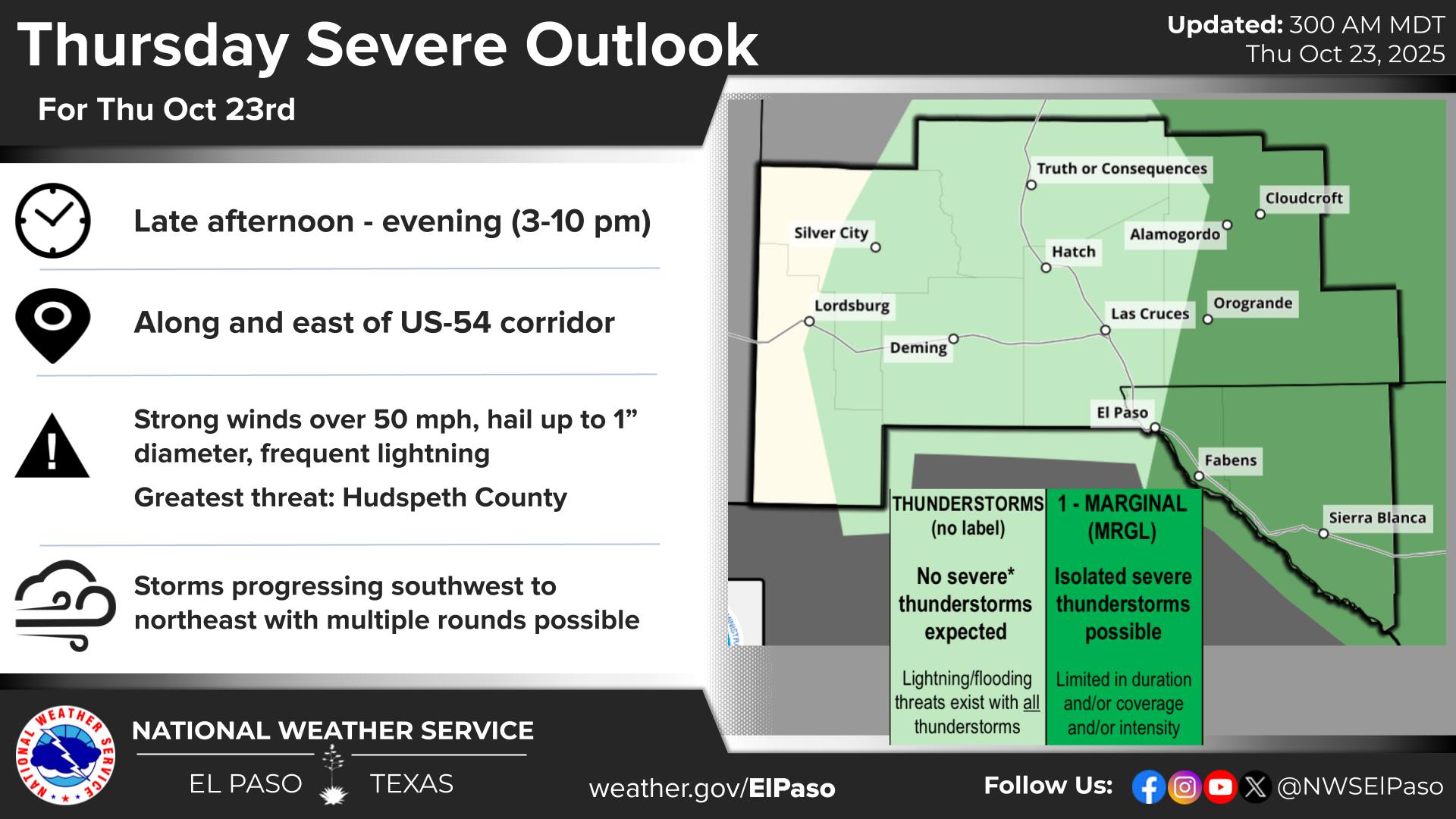 US - 430am Thu 10/23: A Marginal Severe Risk (Level 1 out of 5) is in ...