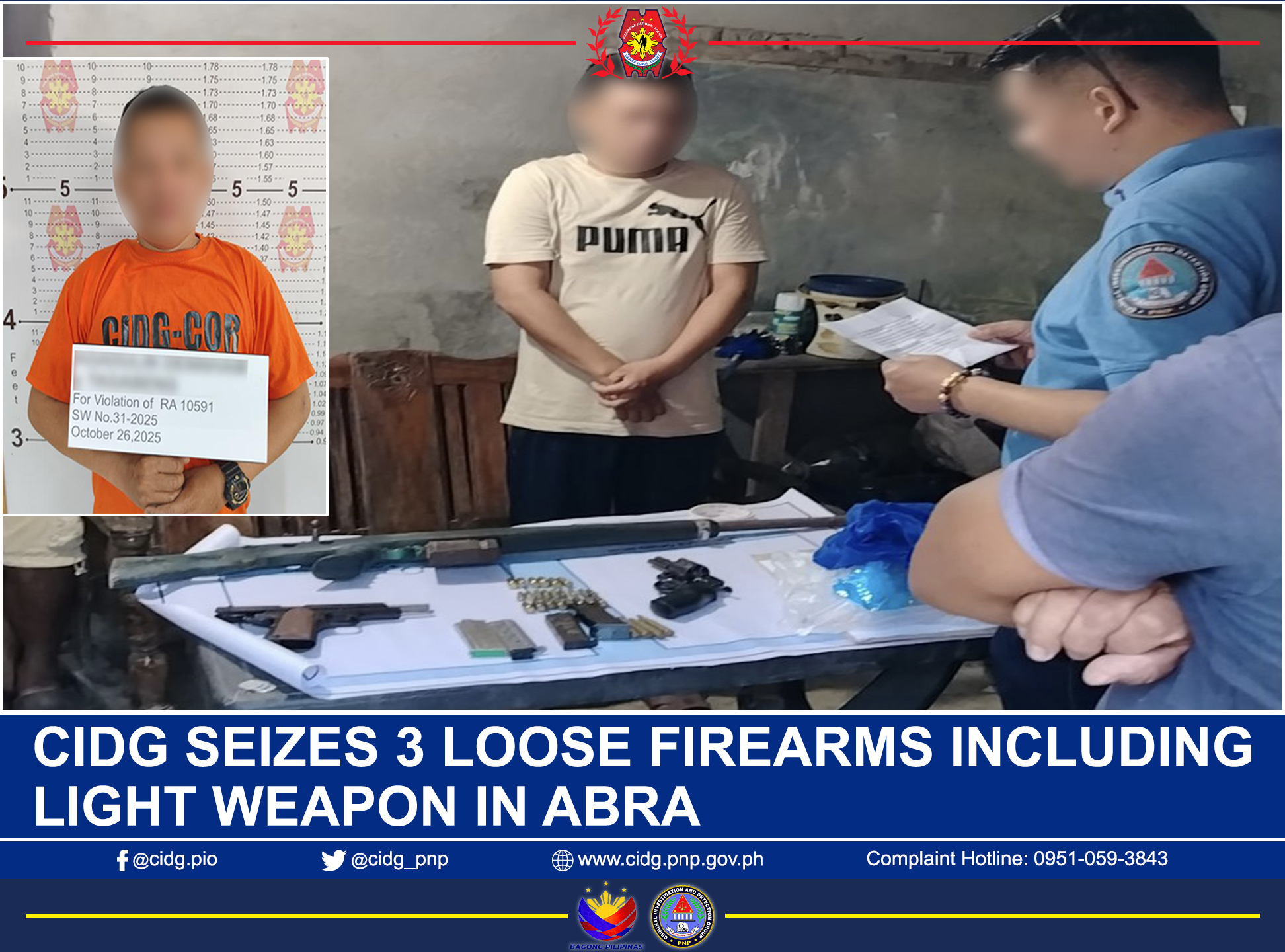 Criminal - CIDG SEIZES 3 LOOSE FIREARMS INCLUDING LIGHT WEAPON IN ABRA ...