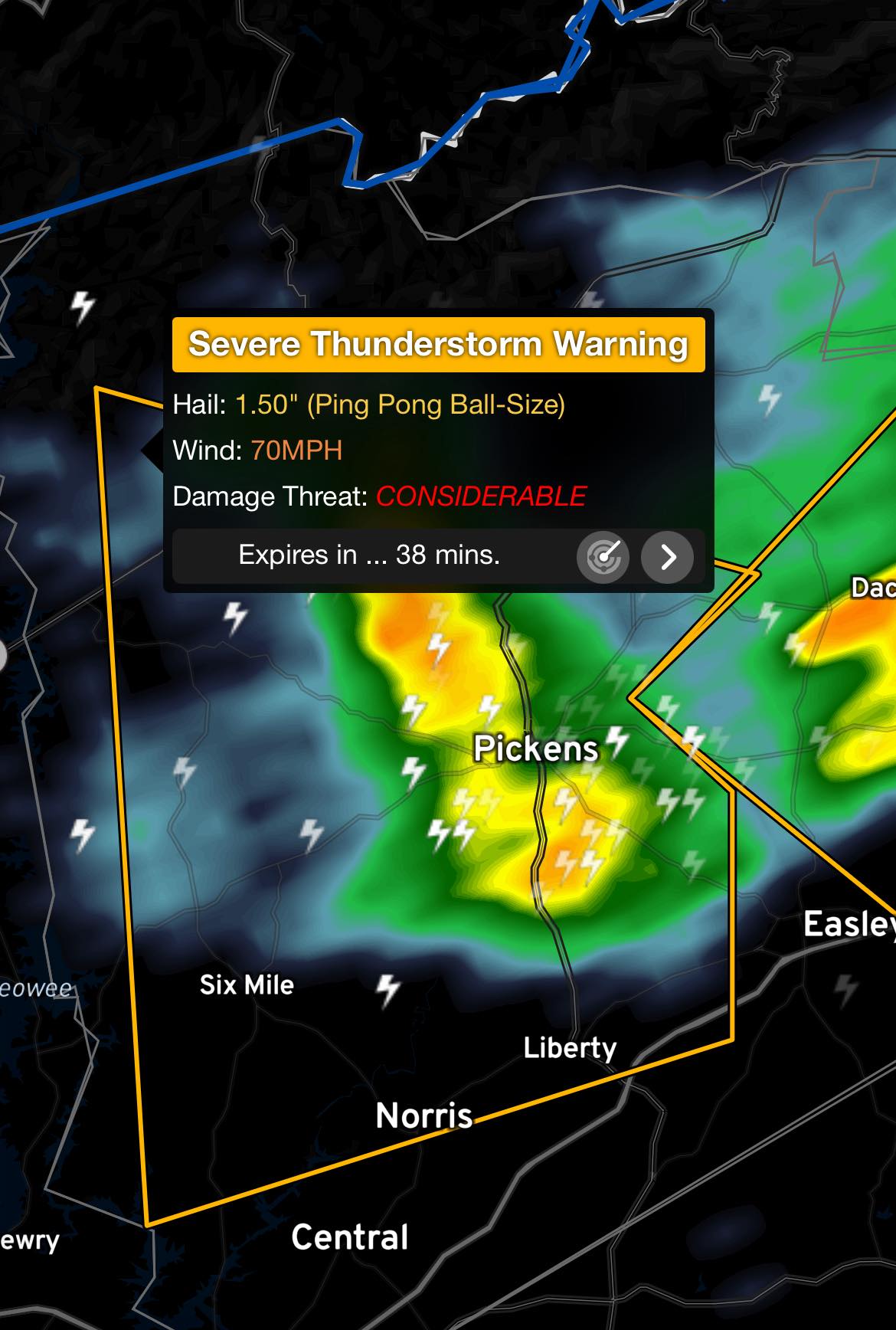 Chris - ‼️ SEVERE THUNDERSTORM WARNING — CONSIDERABLE TAG The warning ...