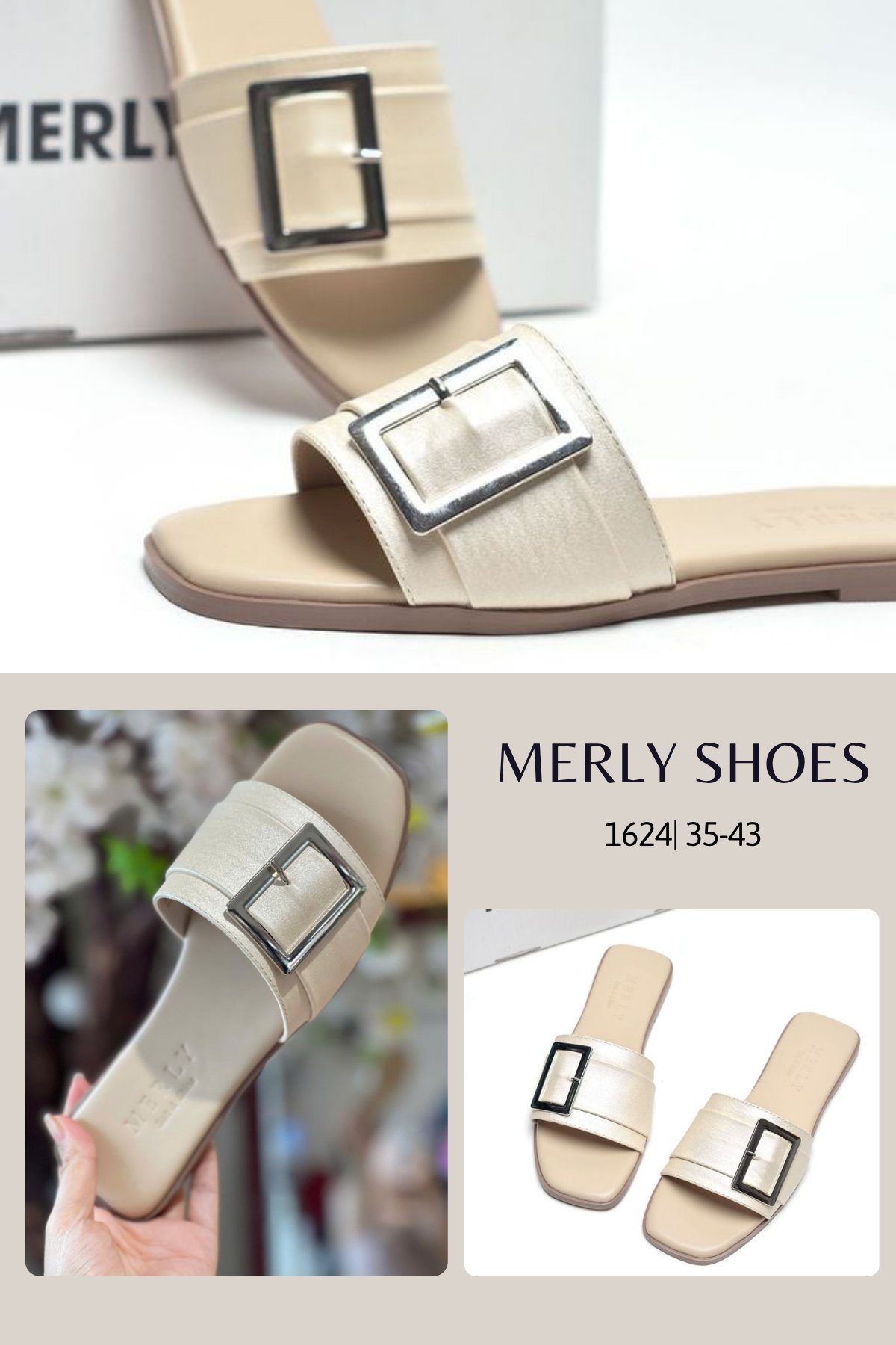 Giày - #Dép Nữ Da Mềm Giả Vải Quai Ngang Đính Khóa Gọn Chân 😘 Hiện shop ...