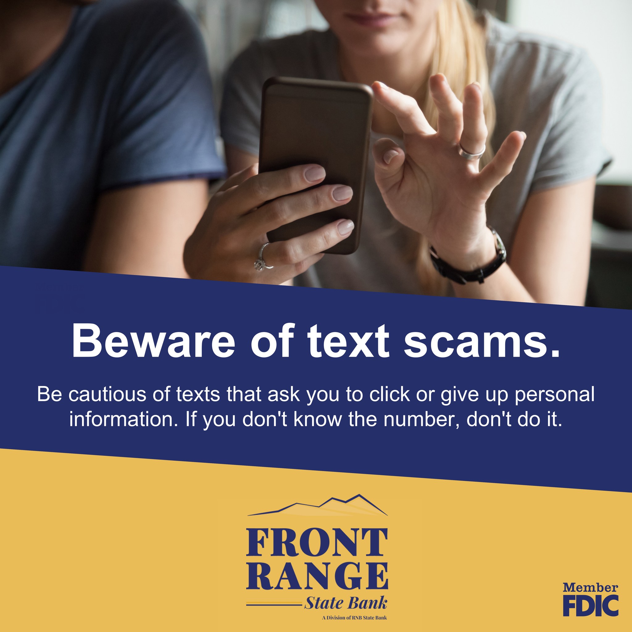 Front - Scammers are sending texts that will ask you to click on a link ...
