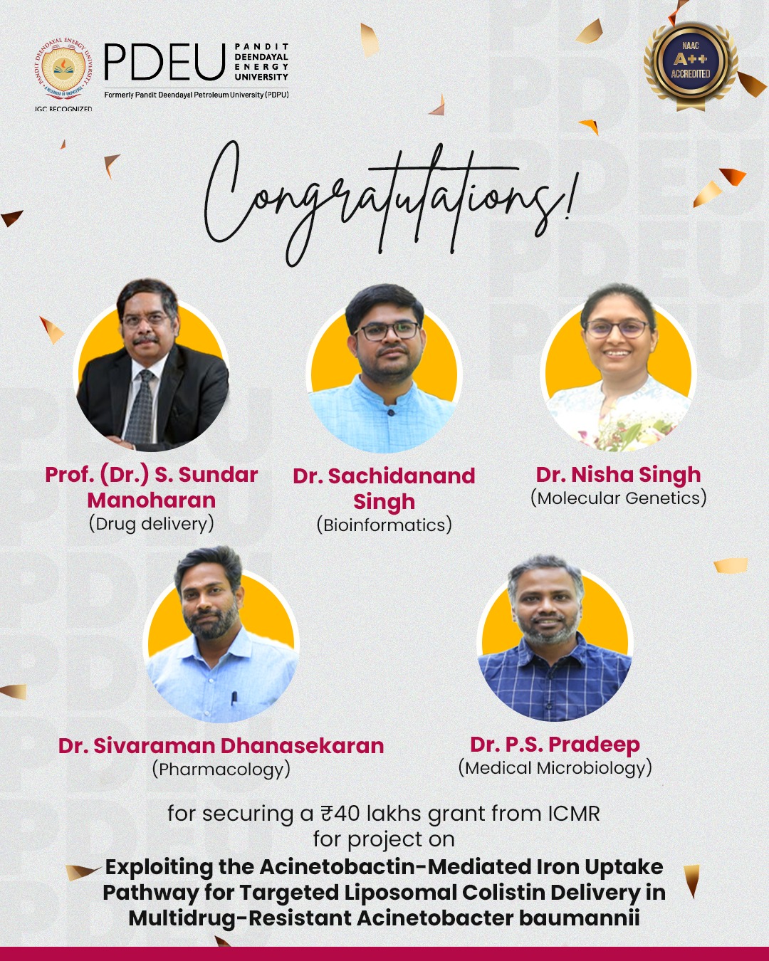 Pandit - PDEU is thrilled to announce that our researchers have secured ...