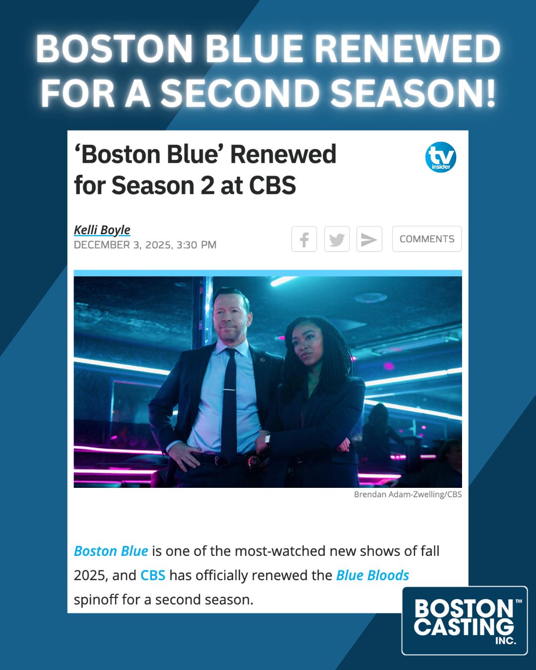 Six episodes in and CBS said,... - Boston Casting, Inc. | Facebook