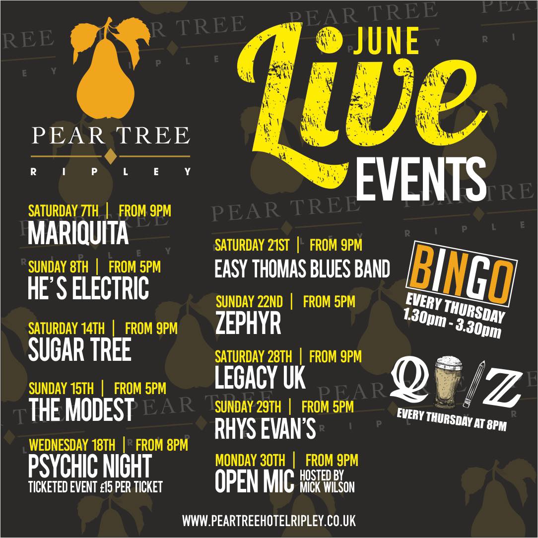 💫 June has our calendar filled... - Pear Tree Hotel - Ripley | Facebook