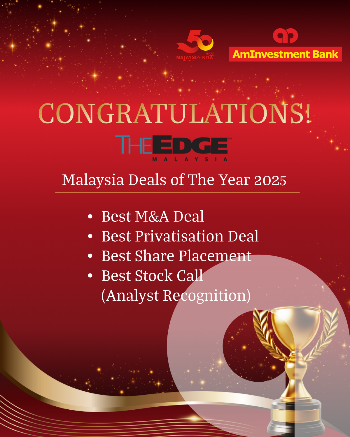 AmBank - AmInvestment Bank Berhad, has bagged four awards at The Edge ...