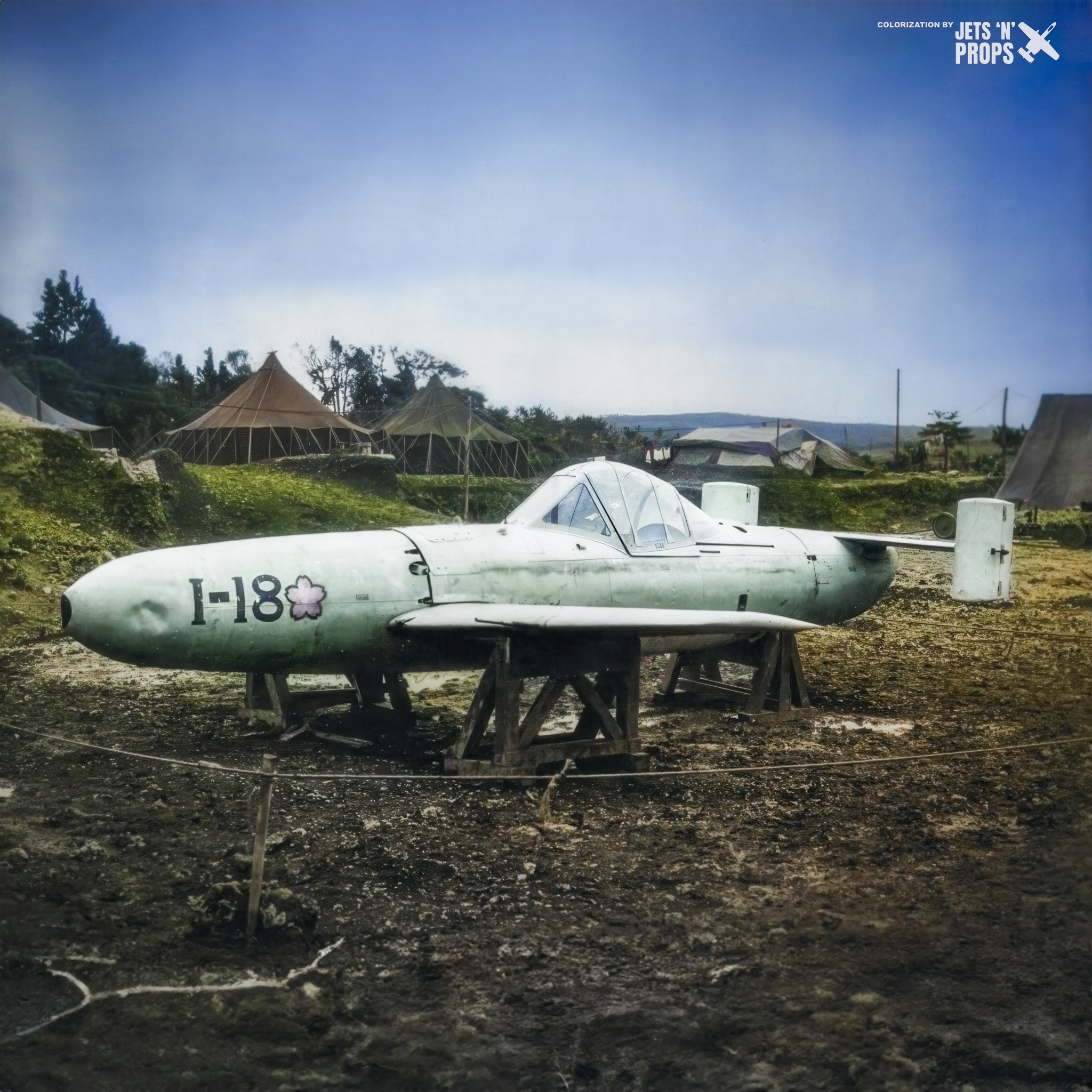 特撮 Hei-Fi The MXY7 Ohka Model 11 aircraft I-18, captured at Yontan Airfield