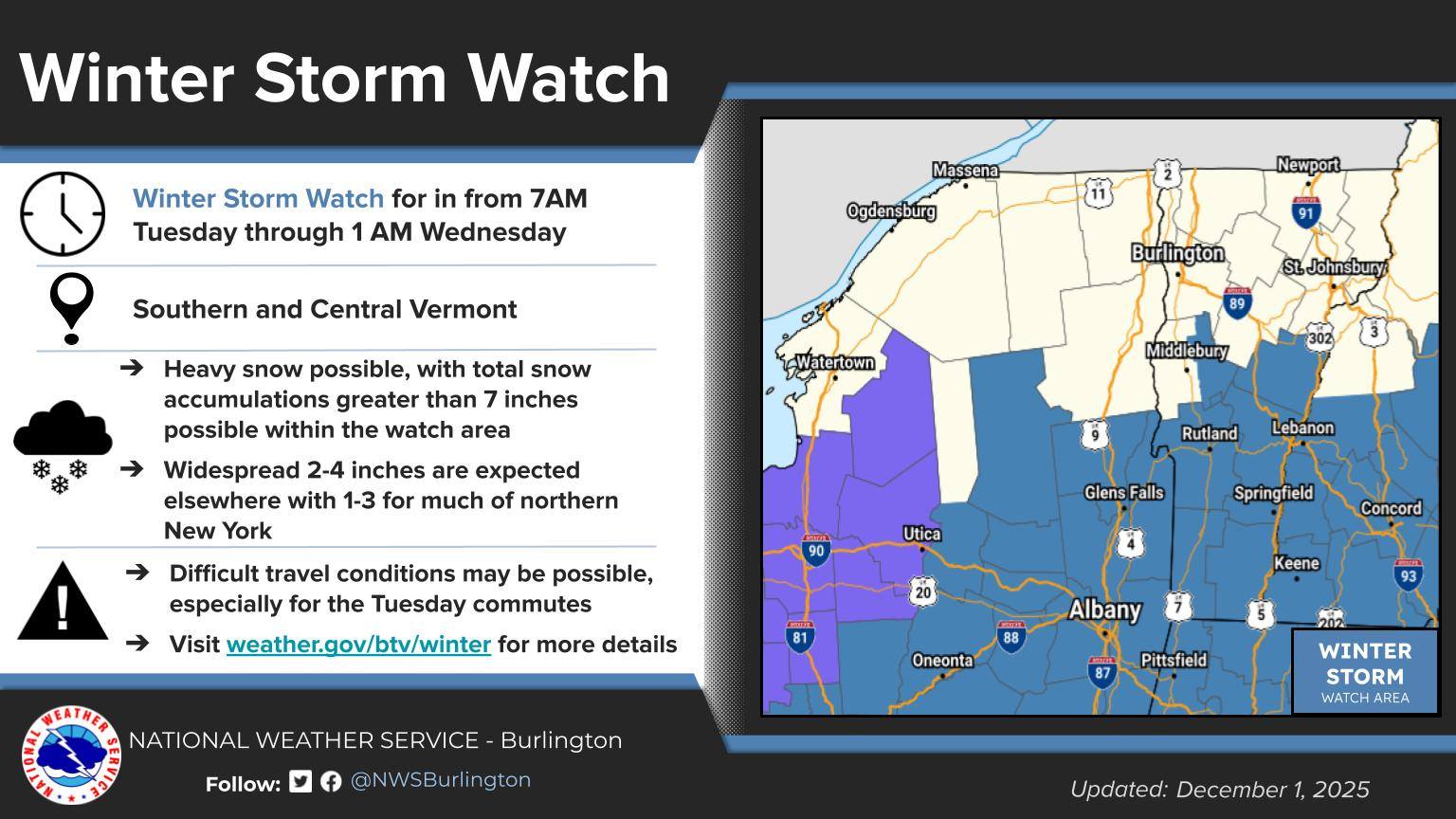 US - A Winter Storm Watch remains in effect for parts of central and ...