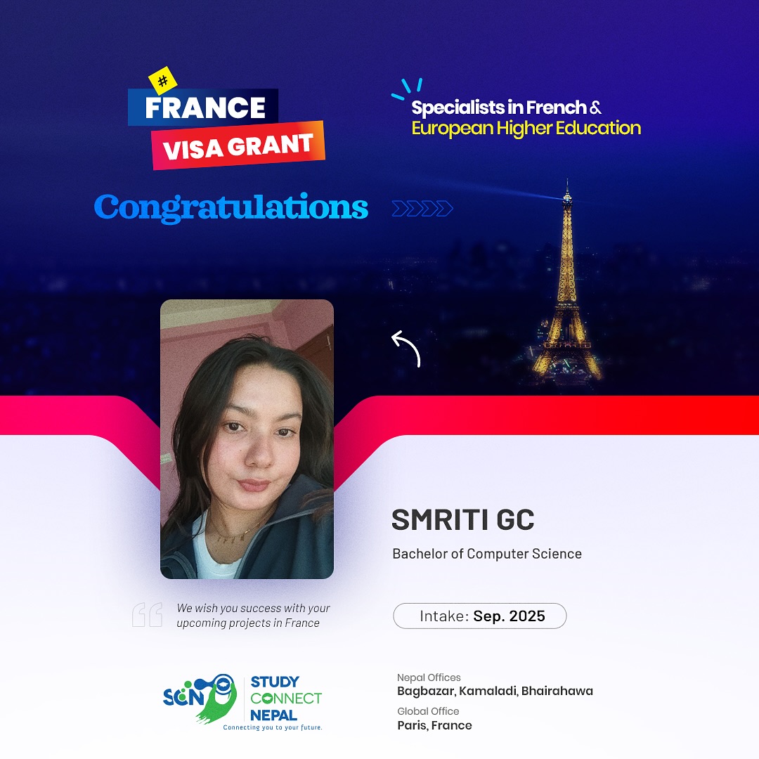 Study - Congratulations, Smriti GC, on your French student visa to ...