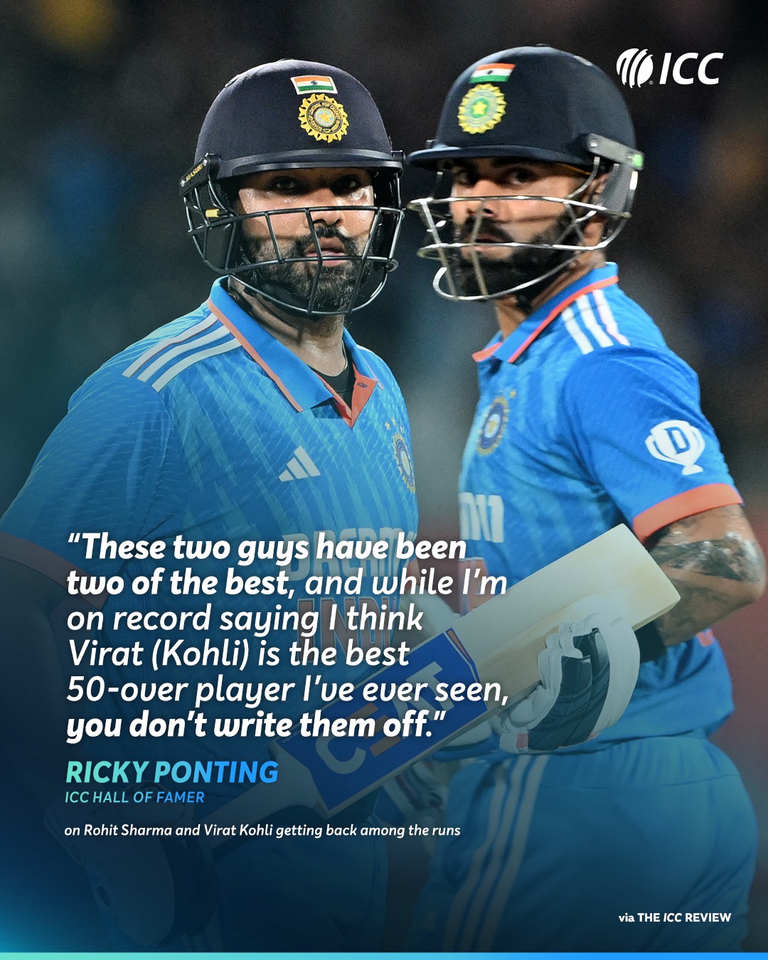 ICC - Ricky Ponting is backing Rohit Sharma and Virat Kohli to regain ...