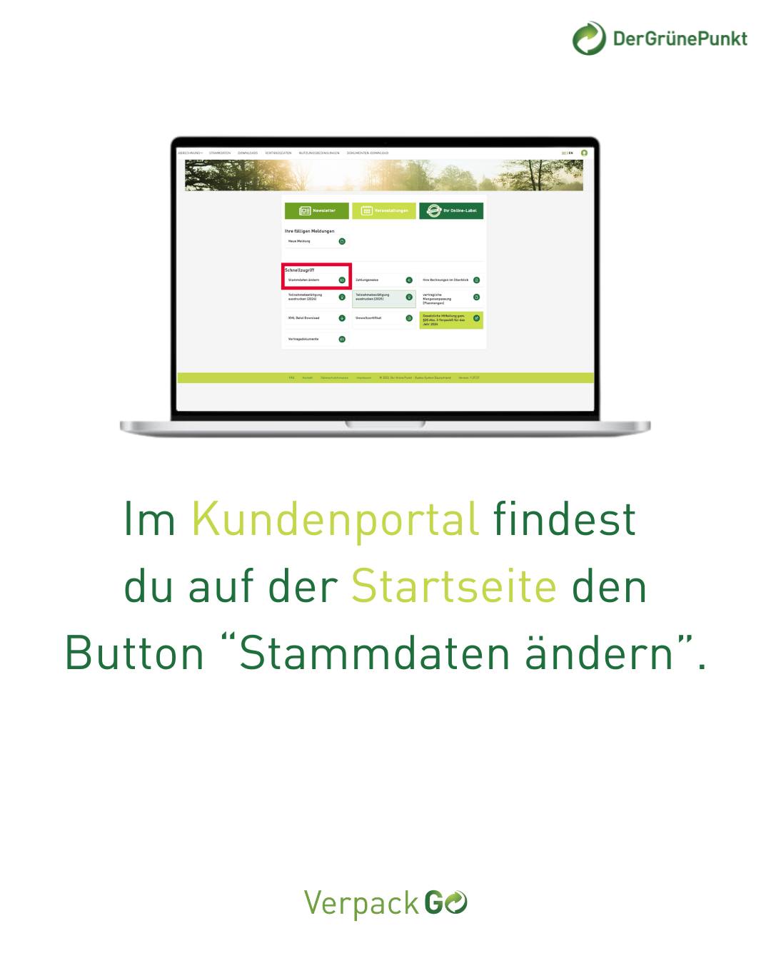 Der Grüne Punkt - 📢 Aktualisiere jetzt deine Stammdaten in... | Facebook