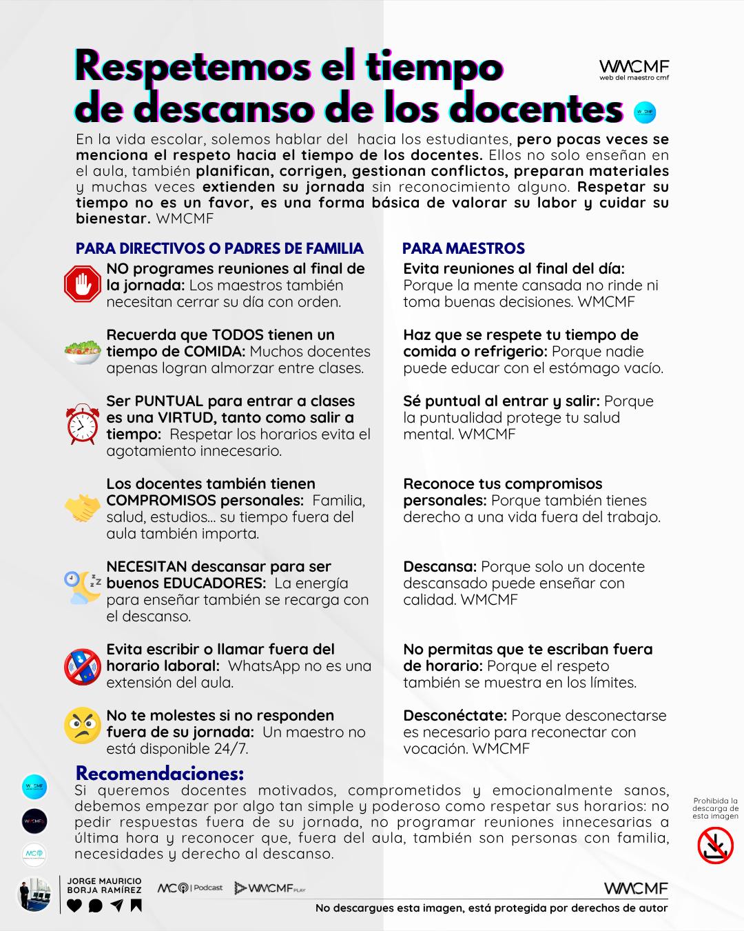Respetemos el tiempo y descanso de... - Web del Maestro CMF | Facebook