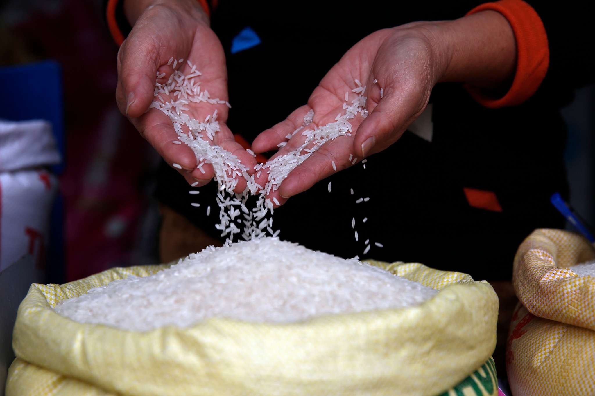 Mizzima - A woman displays rice for sale at her stall in Hanoi, Vietnam ...