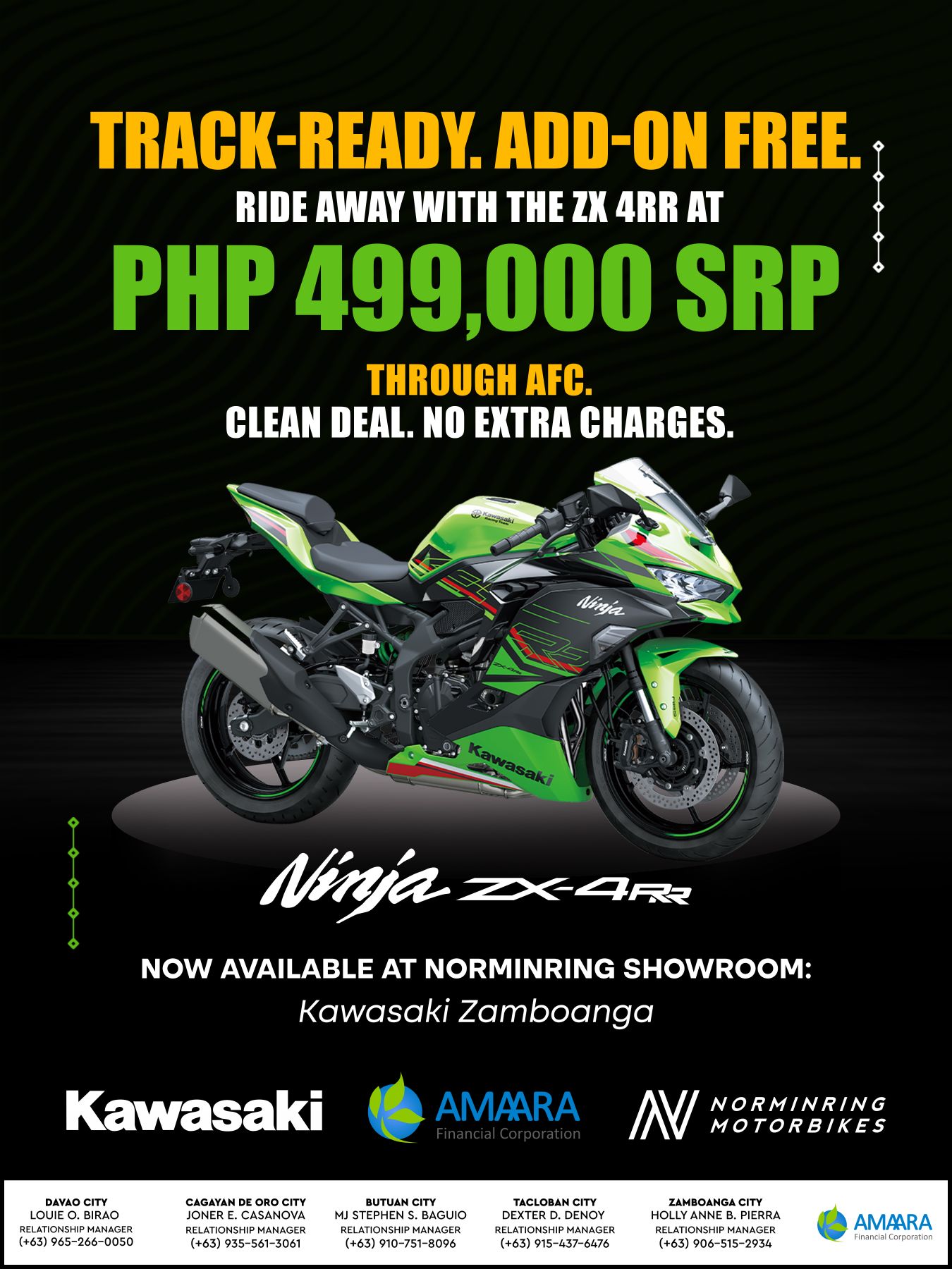 🔥 TRACK-READY. ADD-ON FREE. 🔥 Own the Kawasaki Ninja ZX-4RR for