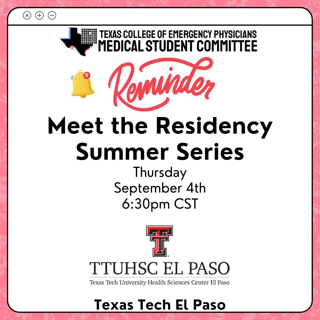 Texas - We are nearing the end of the Meet the Residency Program Summer ...
