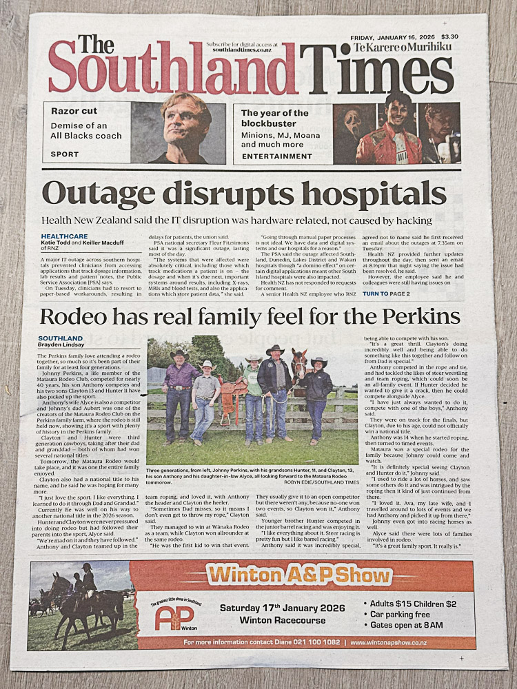 NZ - 𝗥𝗢𝗗𝗘𝗢 𝗜𝗦 𝗙𝗥𝗢𝗡𝗧 𝗣𝗔𝗚𝗘 𝗡𝗘𝗪𝗦! Front page, right where we belong ...