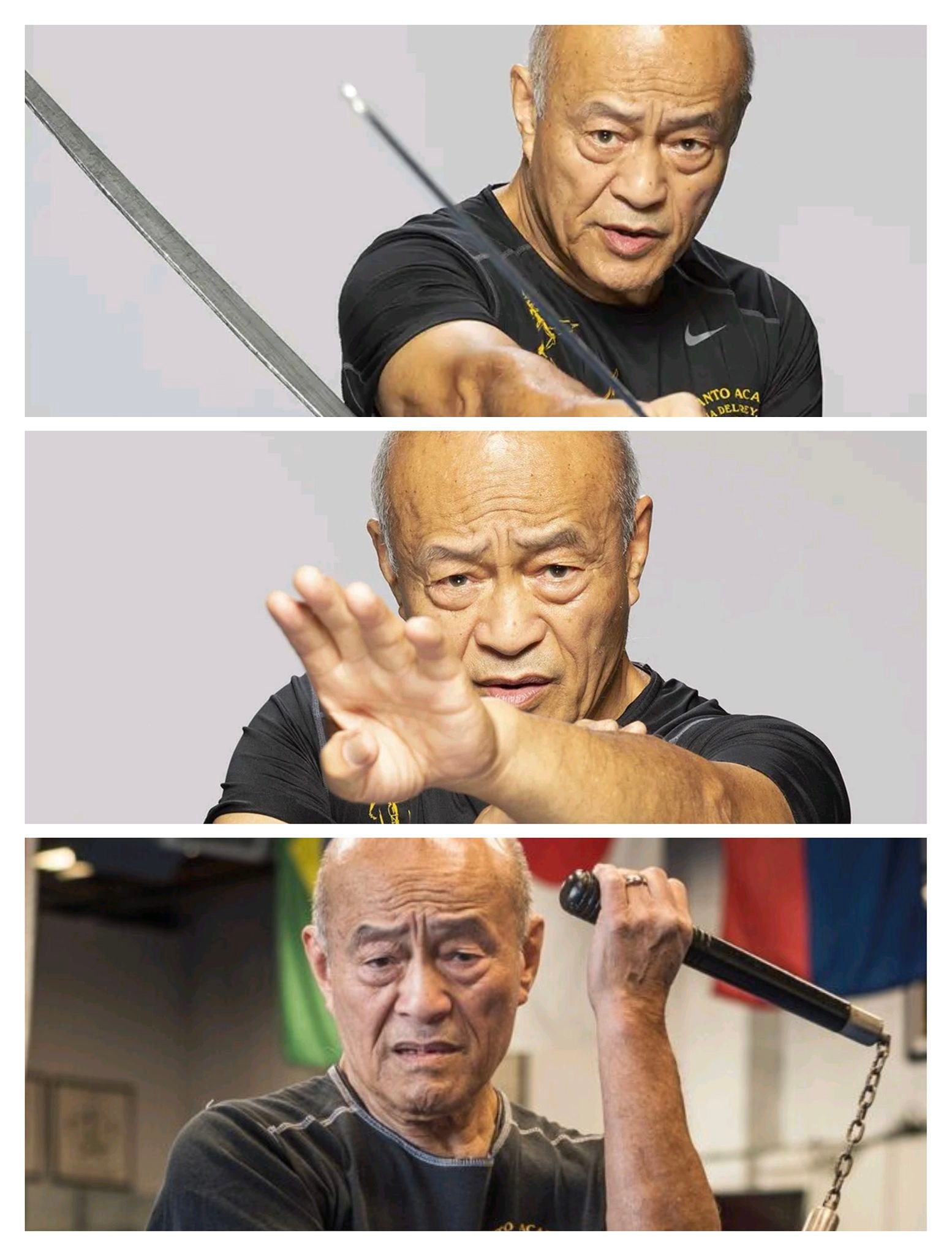 This image features Dan Inosanto, an American martial arts