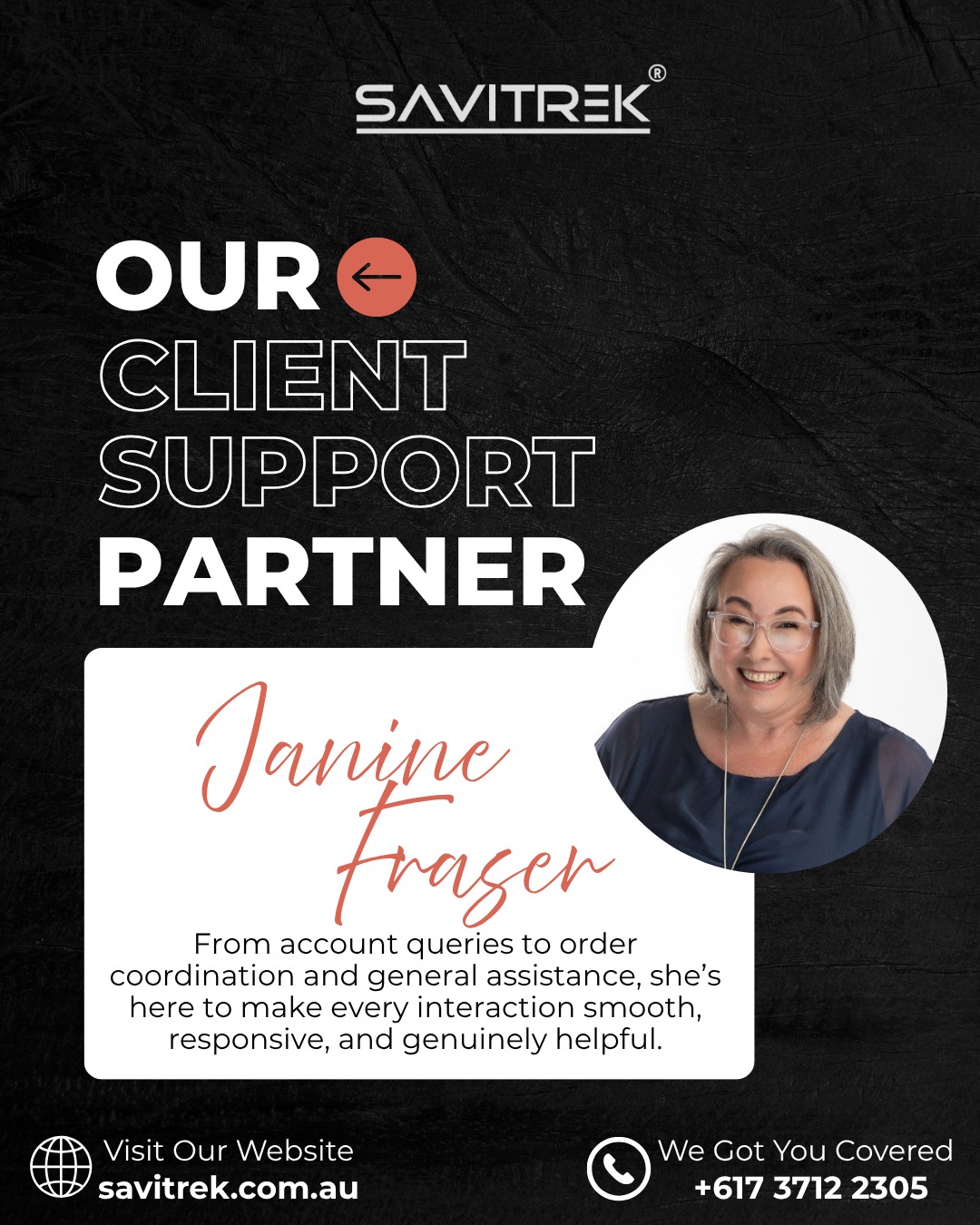 SAVITREK - Meet Janine — Our New Client Support Partner!... | Facebook