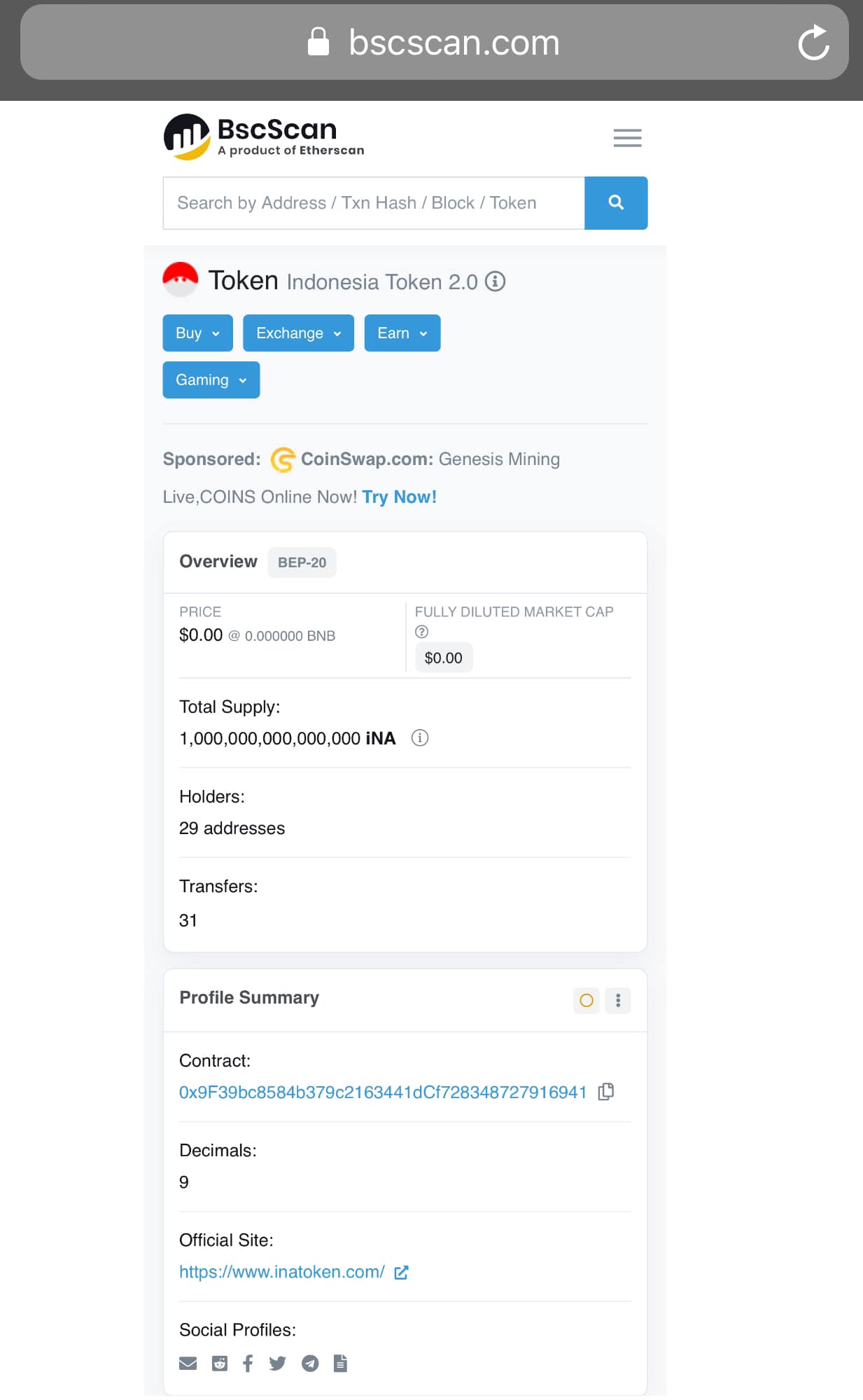 INA Token