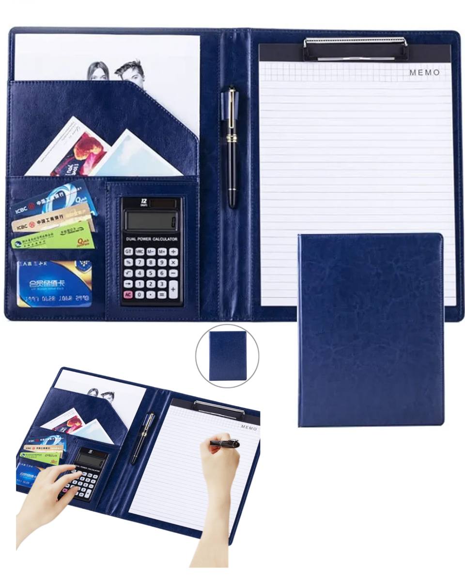 Conférencier en cuir A4 avec fermeture éclair, porte-bloc-notes, poignée, organiseur pour tablette pour iPad Pro 12.9 (2015/2017), marron