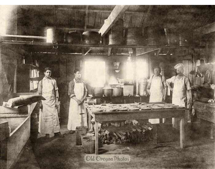 Old - A Logging Camp Cook Shack - c. 1898 The pies are on the table in ...