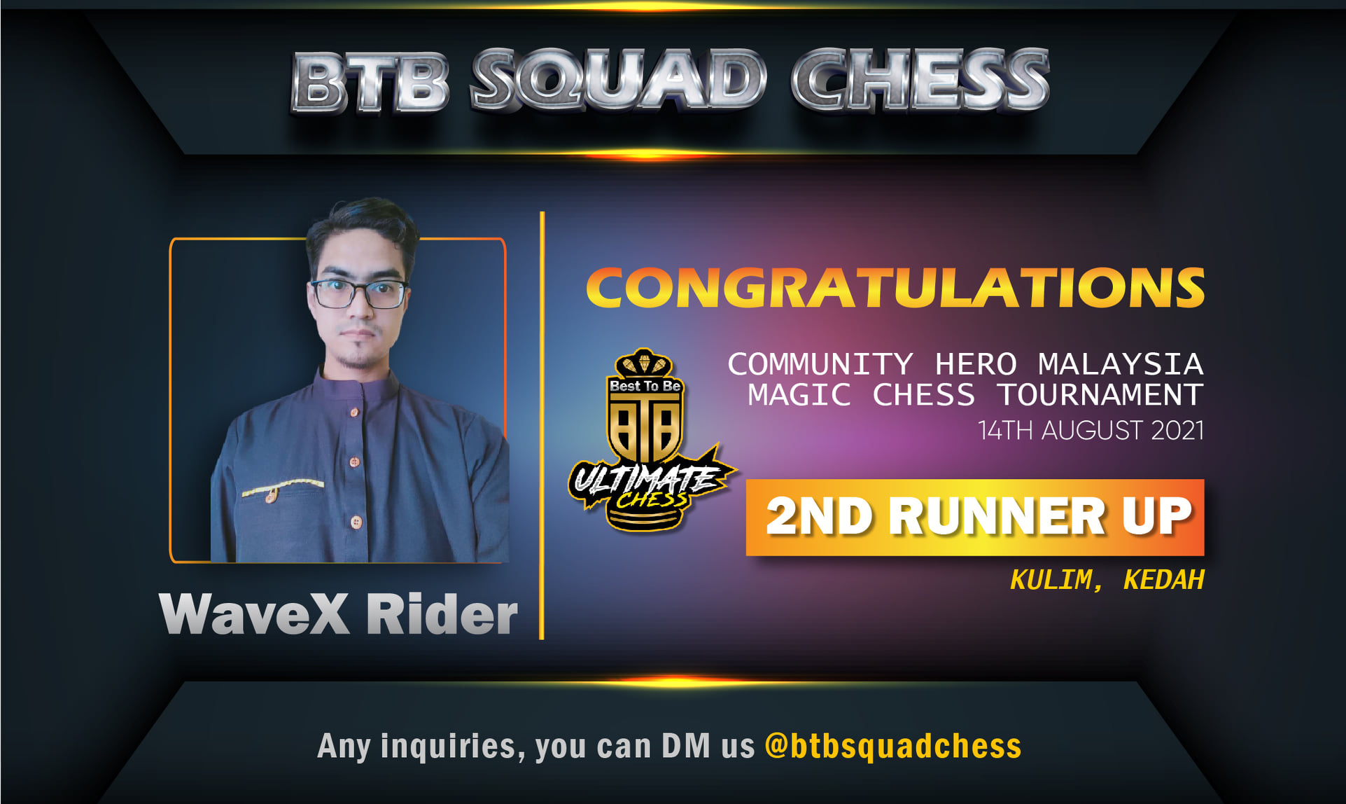 BTB SQUAD CHESS - Congratulations to WaveX Rider from BTB... | Facebook