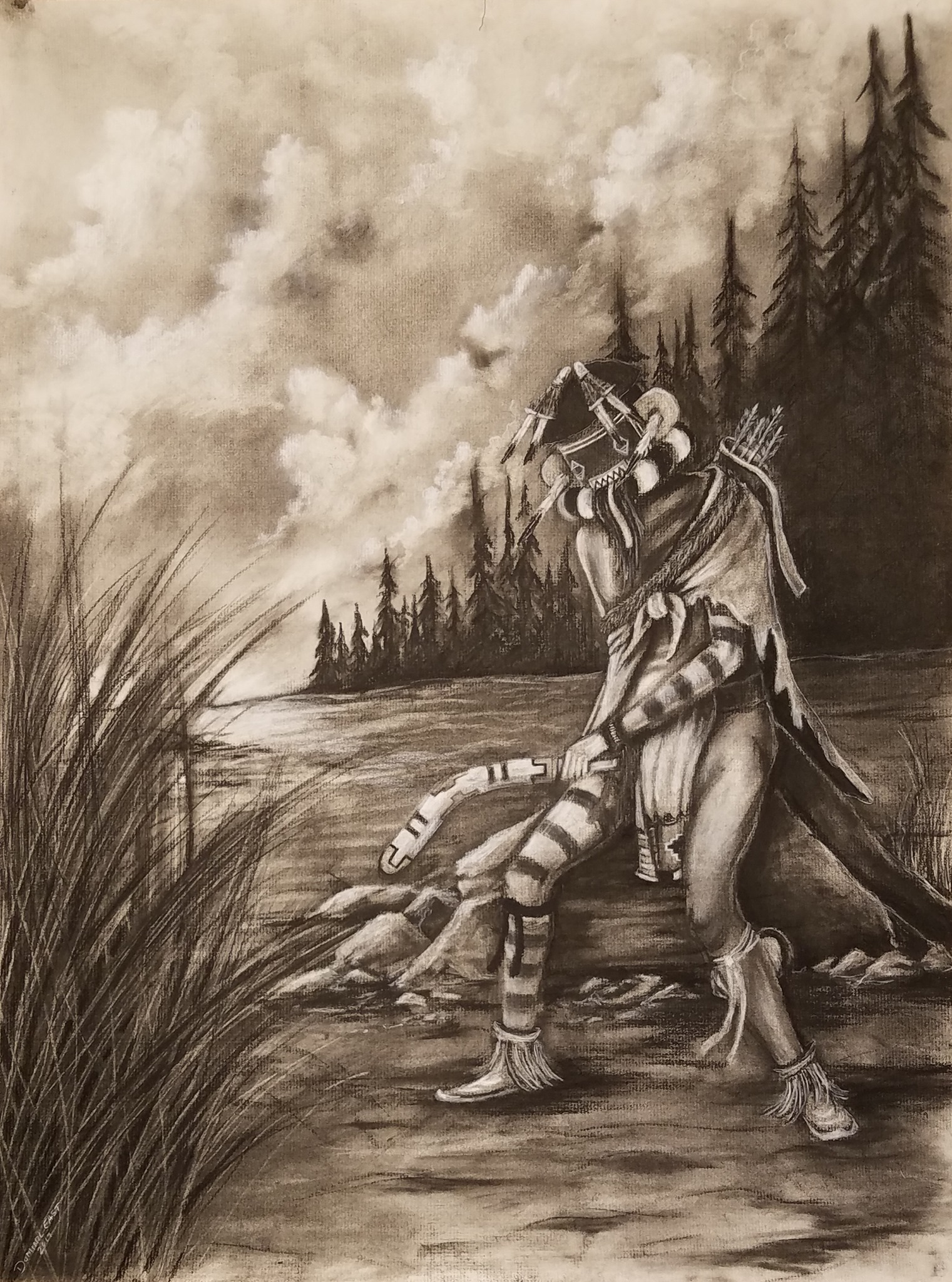 Hopi artist tracks deer with left-handed katsinas
