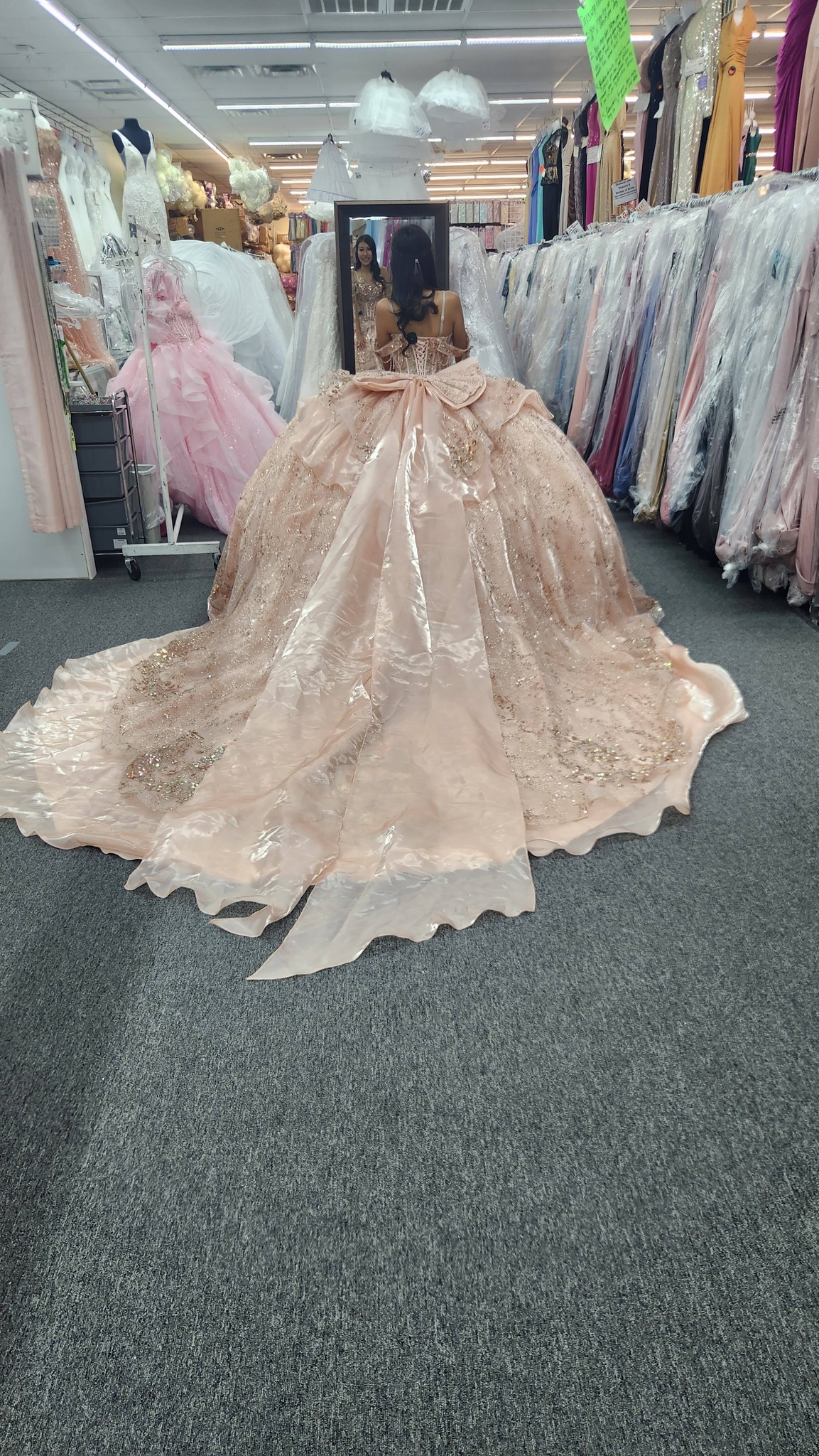 What color should I (mom) wear? My daughters colors are burgundy and rose gold and also should I get a bigger petticoat?