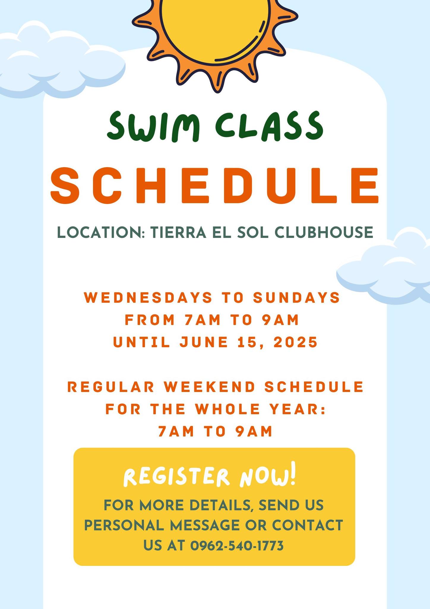 Swimming - Here's our schedule for the whole year-round. Please be ...