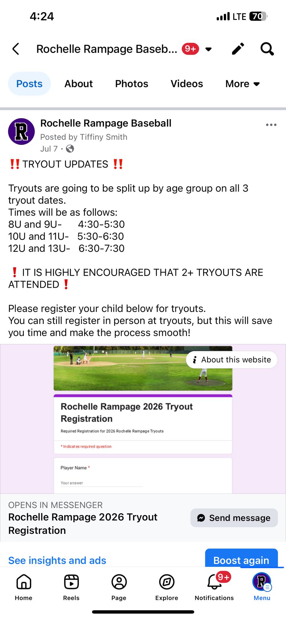 Rochelle Rampage Baseball