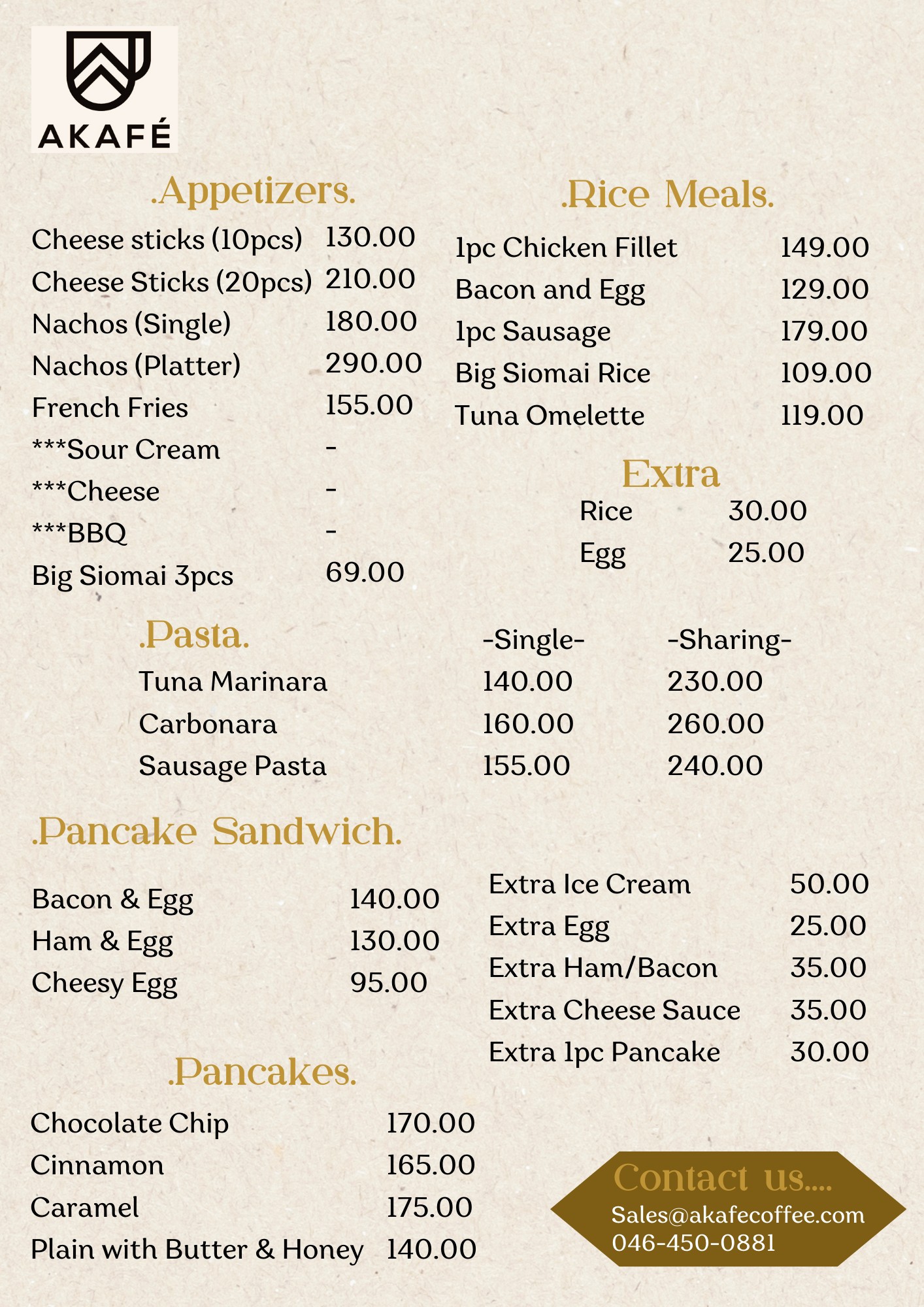 Akafe Roastery - Updated Menu!! 8/13/2025 | Facebook