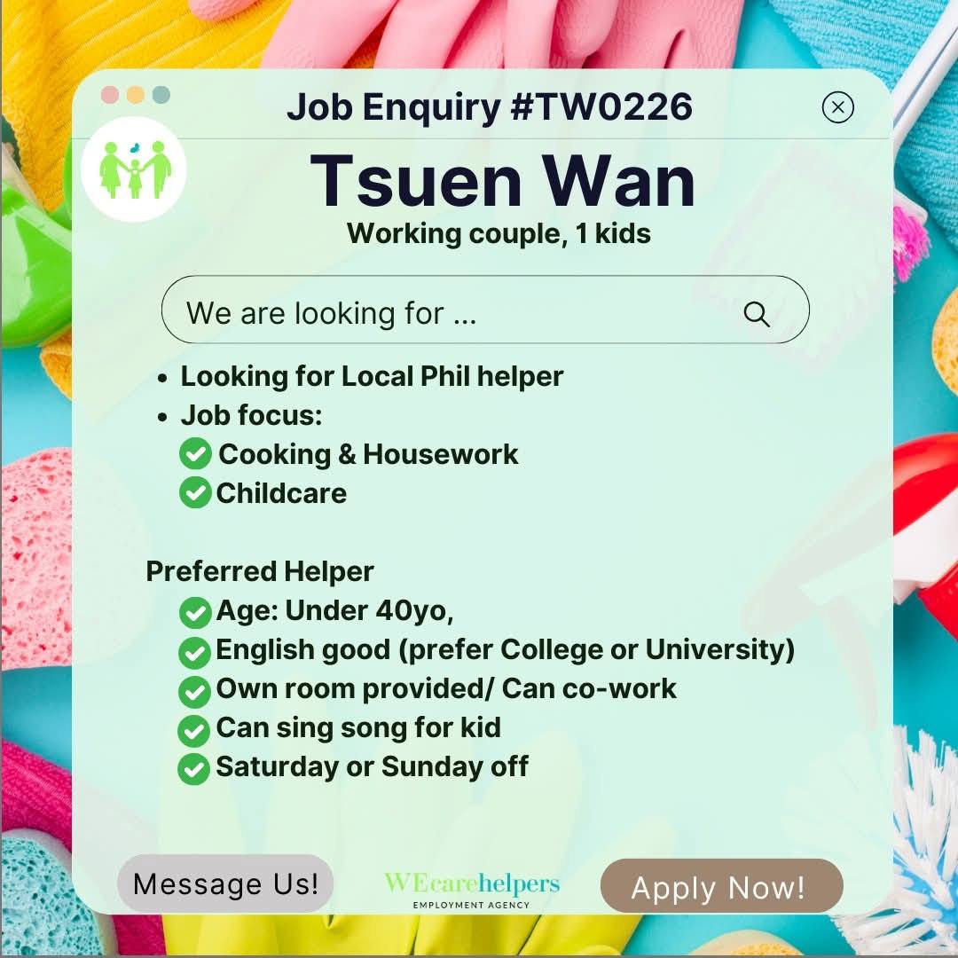 WEcarehelpers Domestic Helpers Agency 家傭軒僱傭中心 - Connecting Helpers 外傭連線 ...