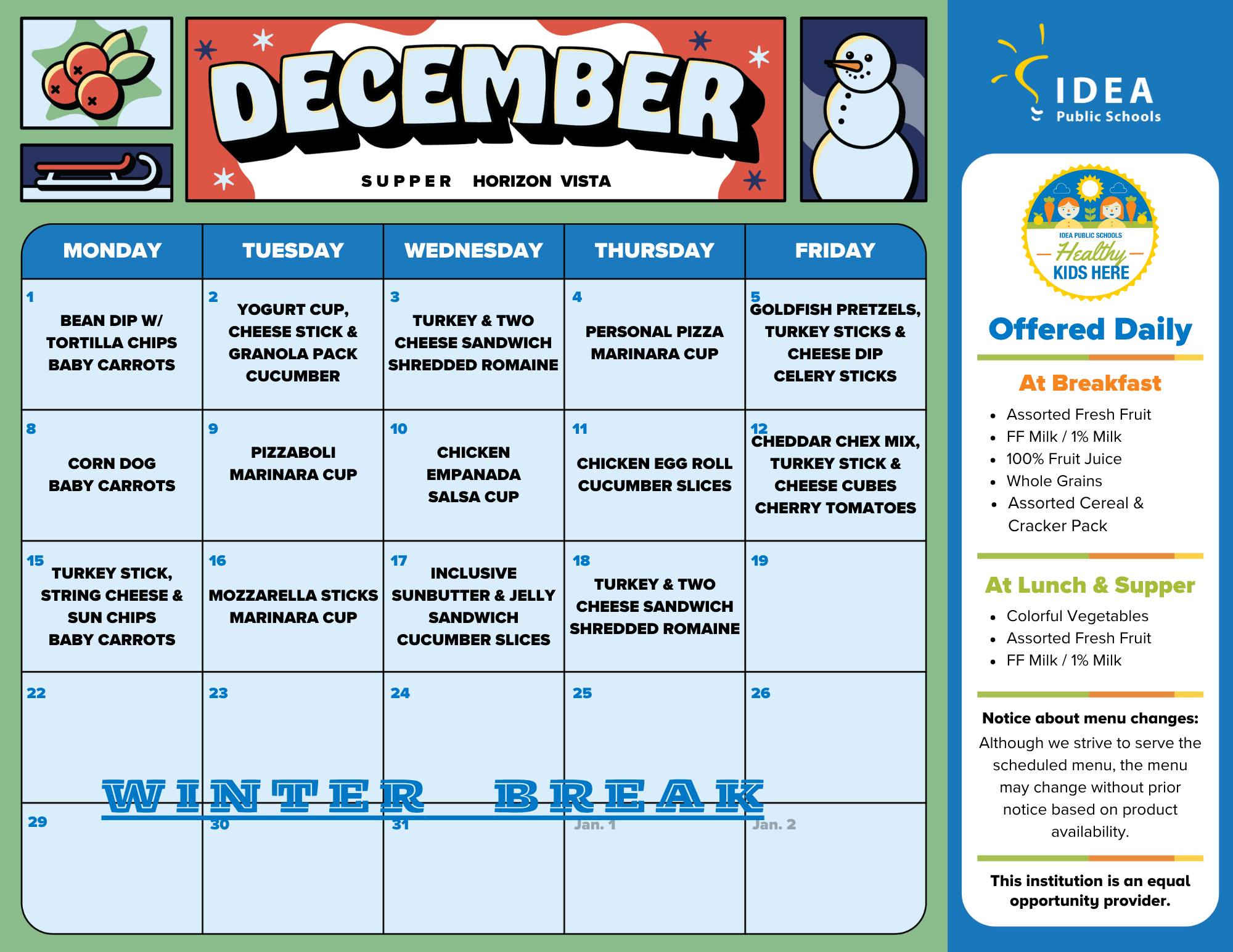 🎄🍽️ December Lunch Menu Is Here! 🍽️🎄... - IDEA Horizon Vista | Facebook