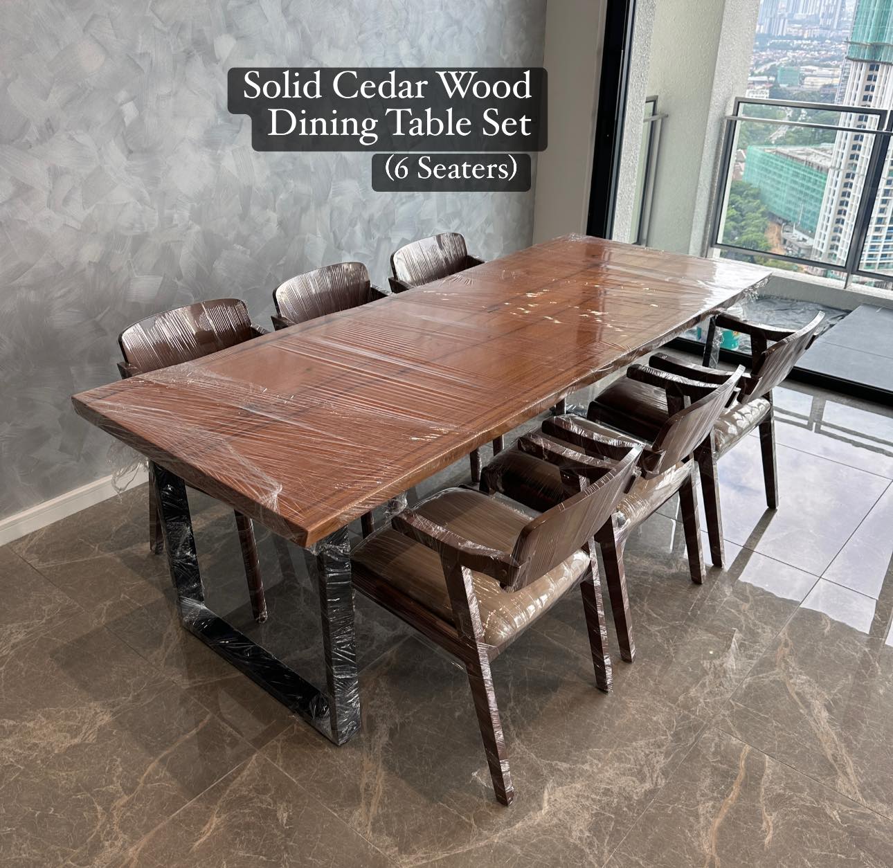 Illi - Solid Cedar Wood Dining Table Set (6 Seaters) 🛒 Grab our Solid ...