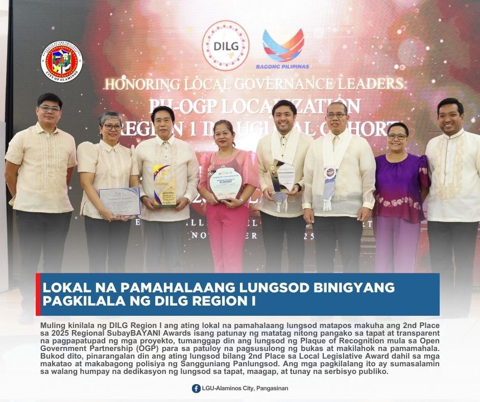 LGU-Alaminos - Muling kinilala ng DILG Region I ang ating lokal na ...