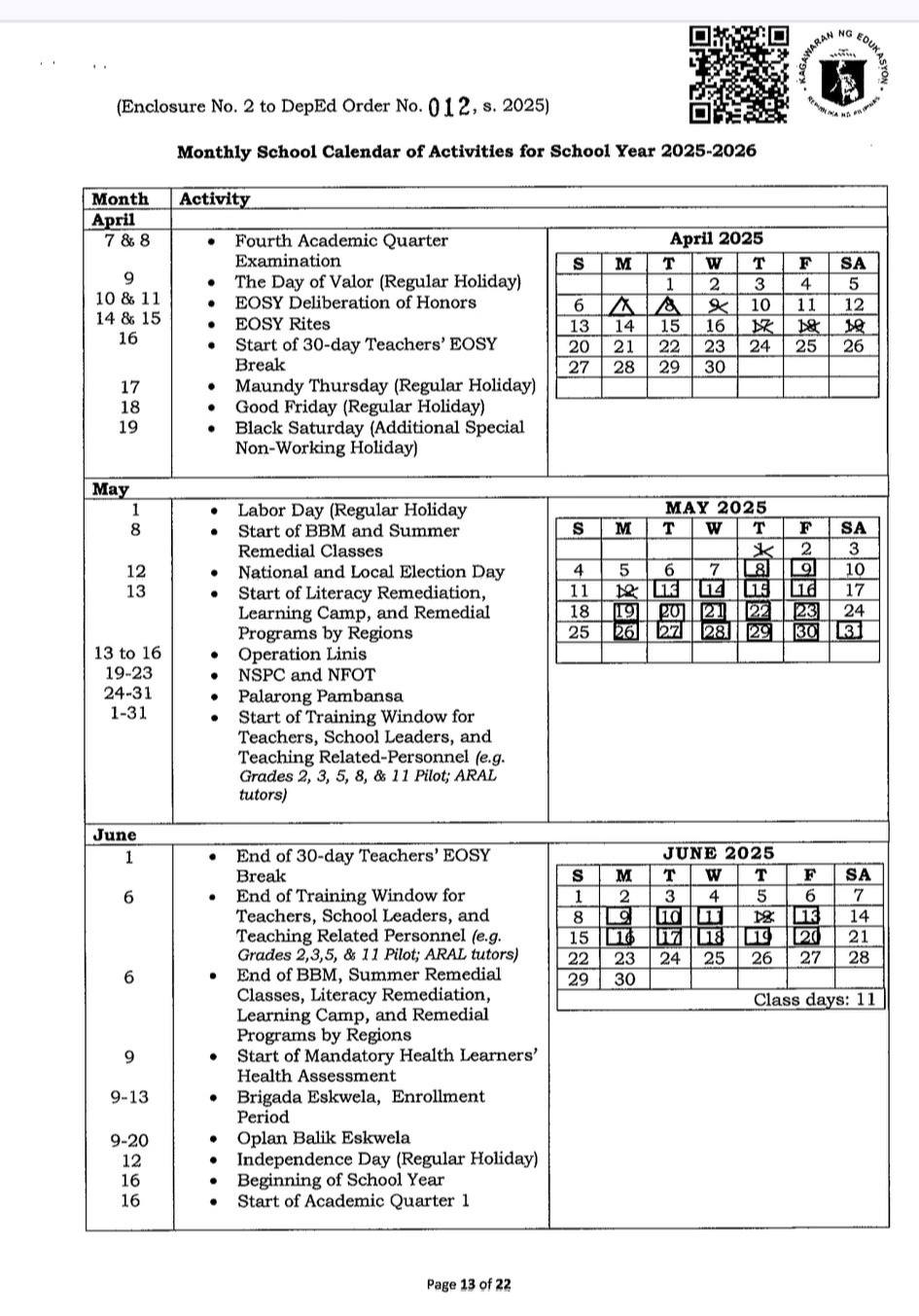 DepED Teachers' Tambayan | SCHOOL CALENDAR 2025-2026 | Facebook