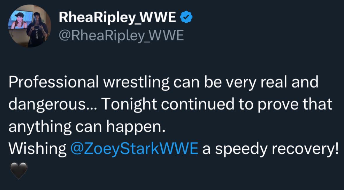 Wrestling - Rhea Ripley has sent her best wishes to Zoey Stark after ...