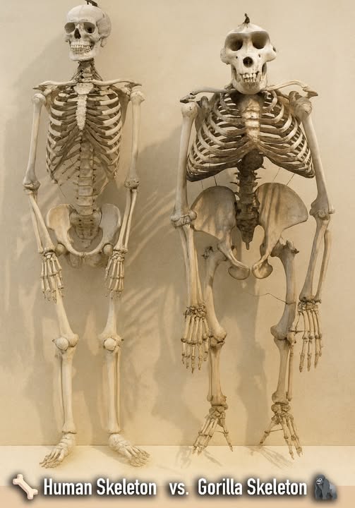 Life - 🦴 Human Skeleton vs. Gorilla Skeleton 🦍 Side by side, the ...