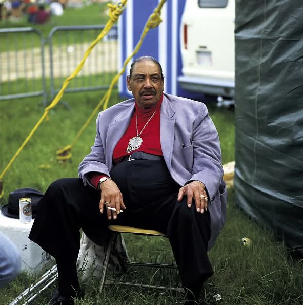 Big Joe Turner smoking at the New Orleans Jazz and Heritage