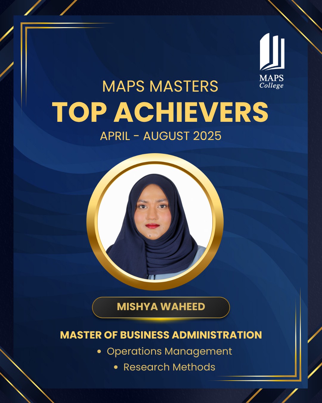 MAPS - Congratulations to Mishya Waheed for being recognized as a MAPS ...