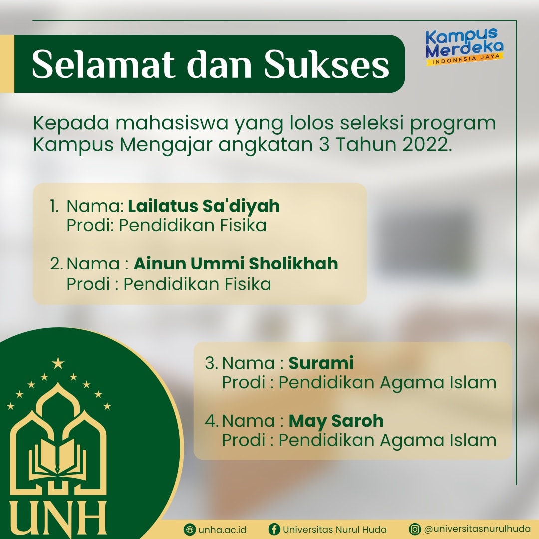 Selamat dan Sukses.. Kepada... - Universitas Nurul Huda | Facebook