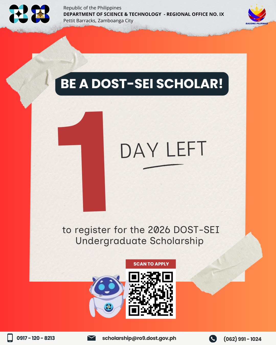 𝟏 𝐝𝐚𝐲 𝐥𝐞𝐟𝐭 𝐭𝐨 𝐫𝐞𝐠𝐢𝐬𝐭𝐞𝐫!... - DOST Regional Office No. IX | Facebook