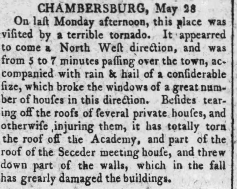 This - May 25th, 1801: During the afternoon, a possible tornado passed ...