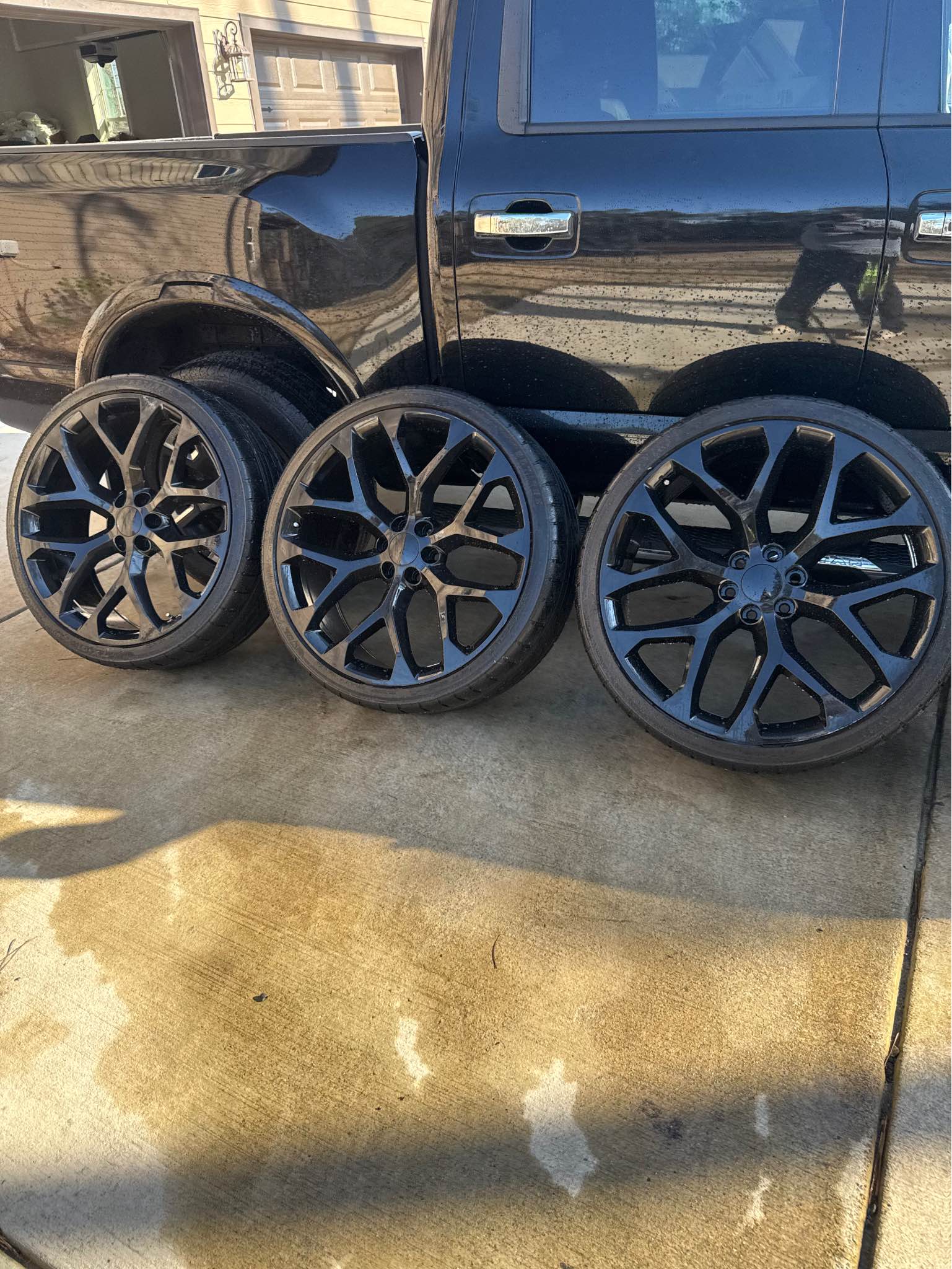 26s Black snowflakes rims new and preowned tires Chevy GMC Cadillac ...