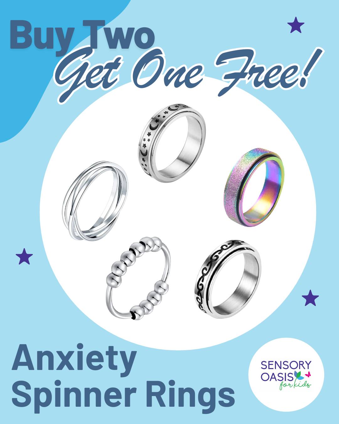 Sensory - Our popular Anxiety Spinner Rings are now Buy Two, Get One ...