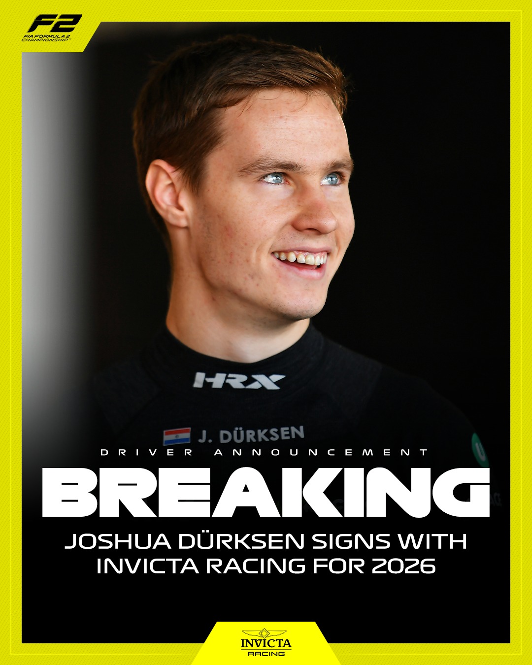 FIA Formula 2 - BREAKING: Joshua Duerksen joins Invicta... | Facebook