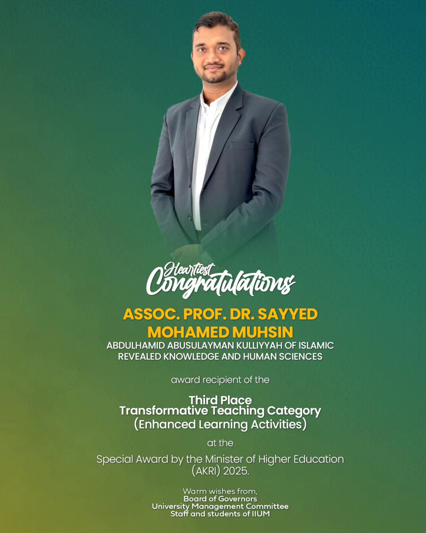 IIUM - Heartiest congratulations to Assoc. Prof. Dr.... | Facebook