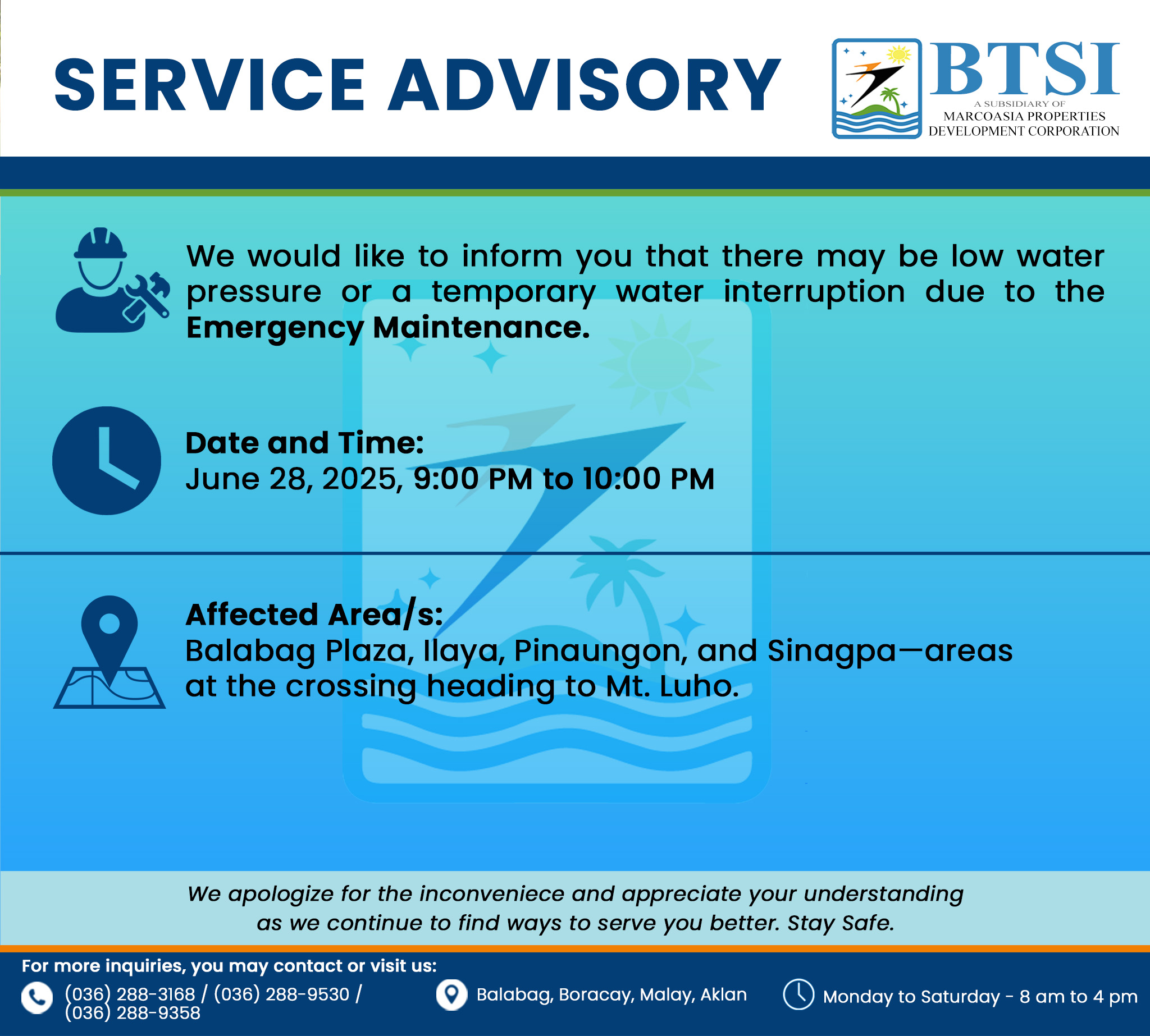 Boracay - #BoracaytubiAdvisory: CUSTOMER ADVISORY PLEASE BE INFORMED OF ...
