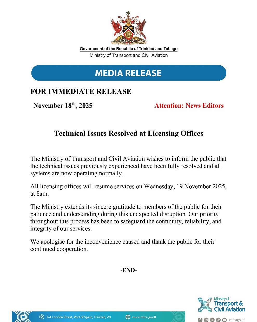 TTT - Technical Issues Resolved at Licensing Offices The Ministry of ...