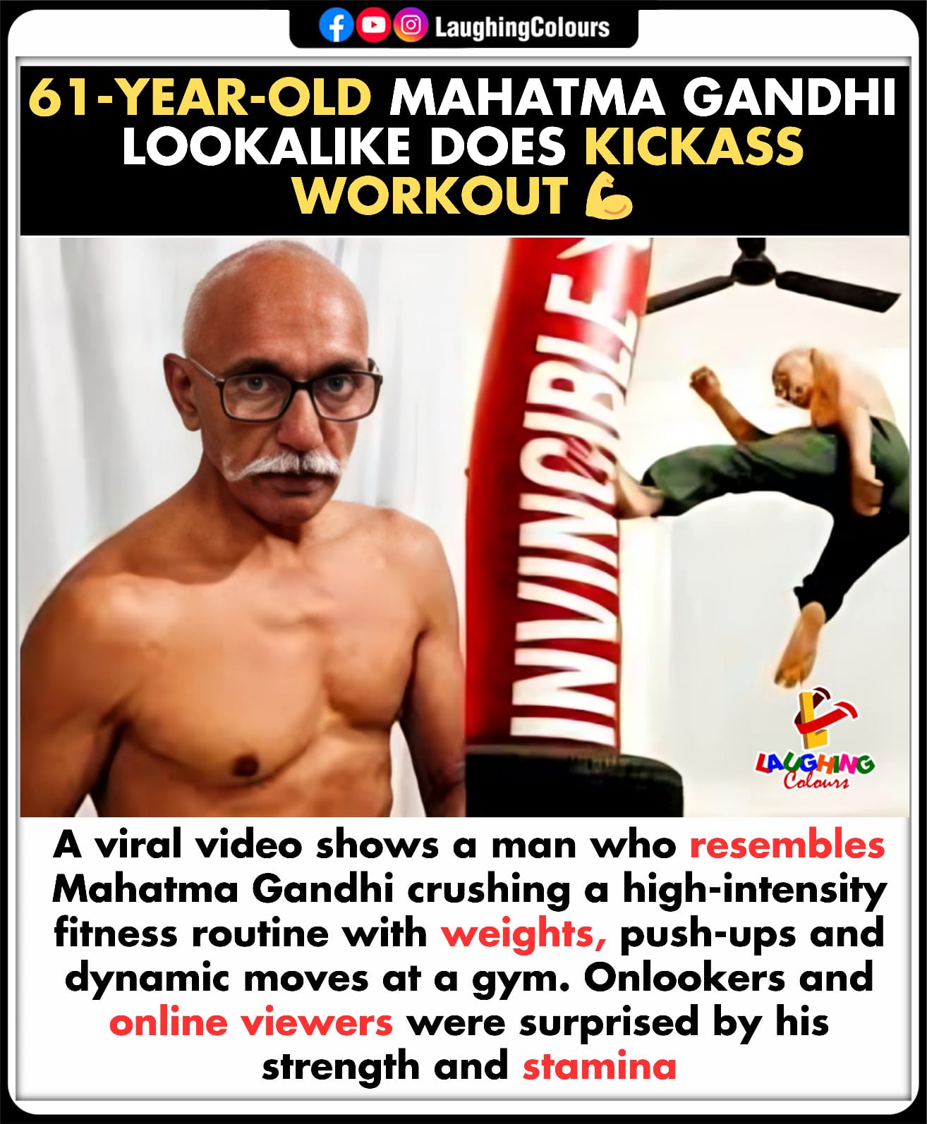 Laughing - Gandhi lookalike hits gym 💪 #FitnessInspiration #ViralVideo ...